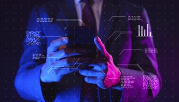 Metaverse business meeting conference finance business stock exchange, crypto, blockchain data analytics report analyzing. businessman working on financial report.